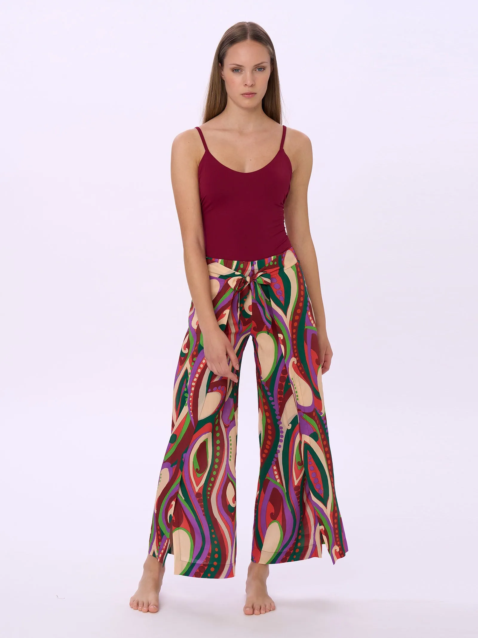 Pantalone Cropped con Fiocco in Viscosa Summer - Fant. Rhododendron