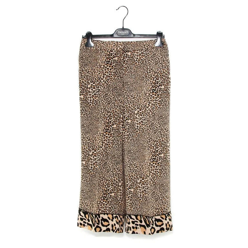 PANTALONE CROPPED IN CREPE ANIMALIER, NERO