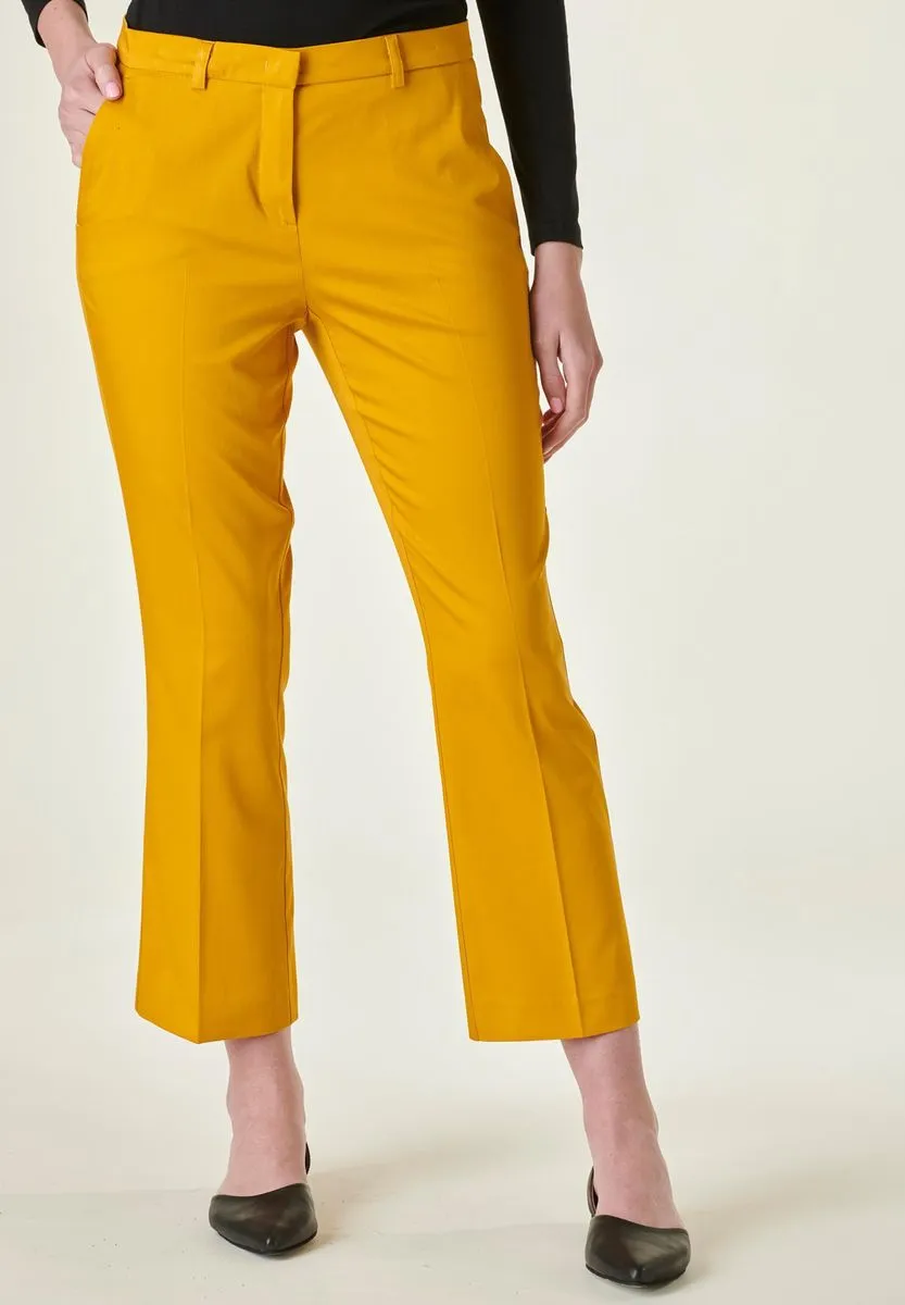 Pantalone giallo cropped  raso cotone