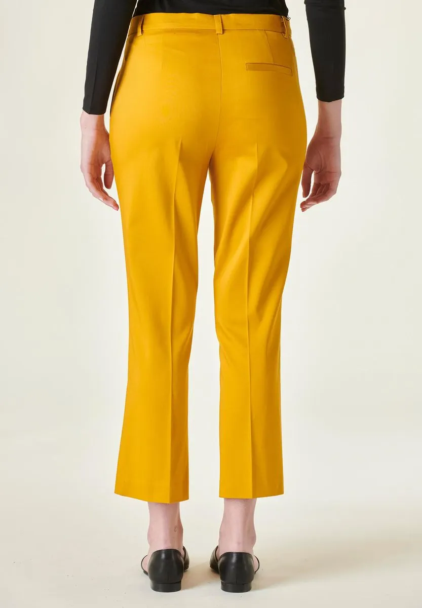 Pantalone giallo cropped  raso cotone