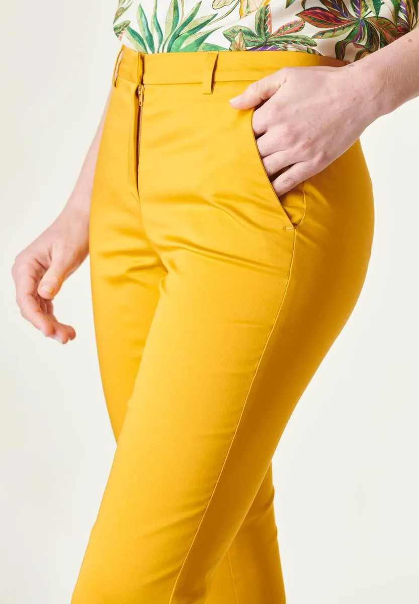 Pantalone giallo cropped  raso cotone