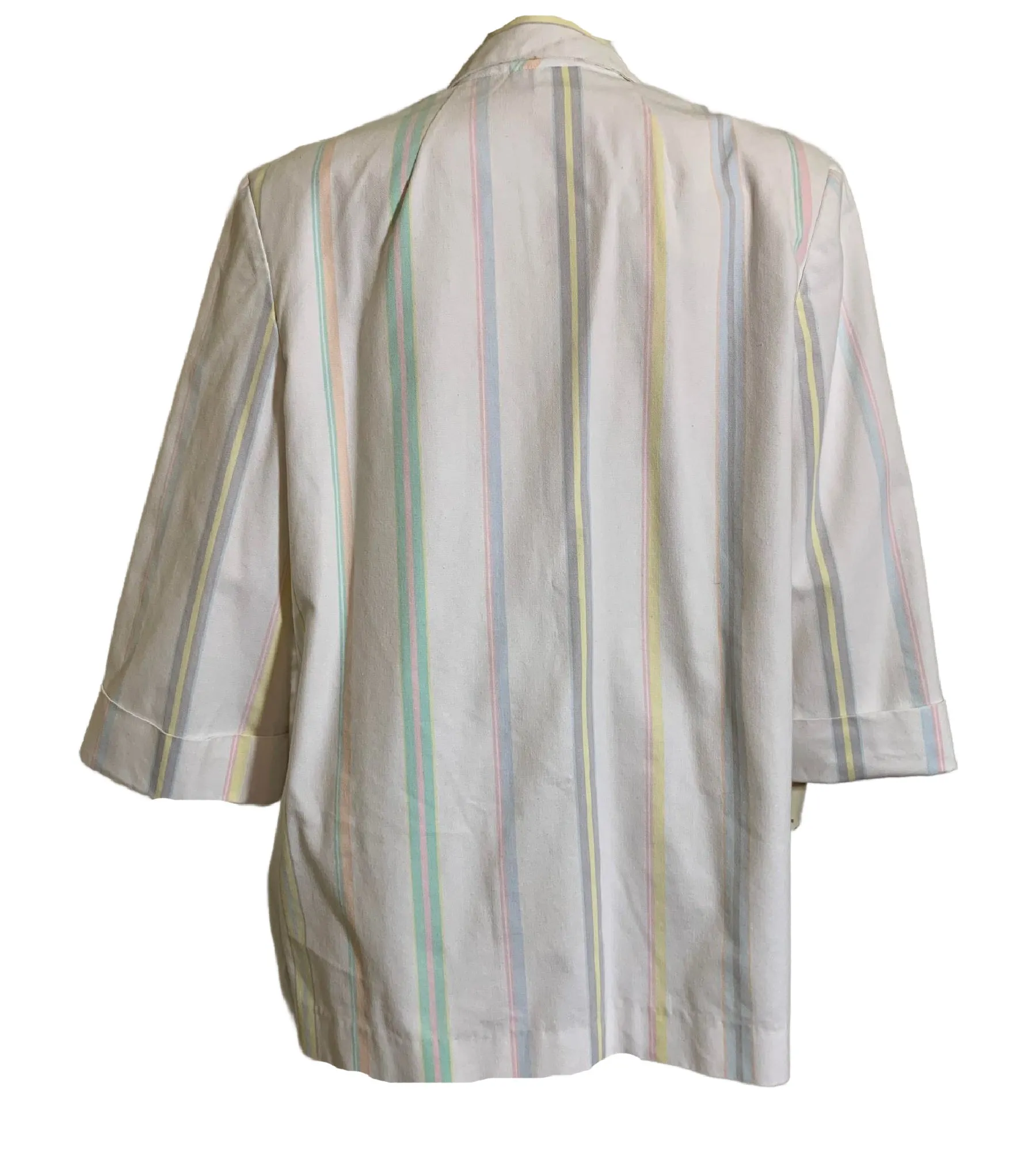 Pastel and White Striped Miami Vice Style Boxy Jacket circa 1980s