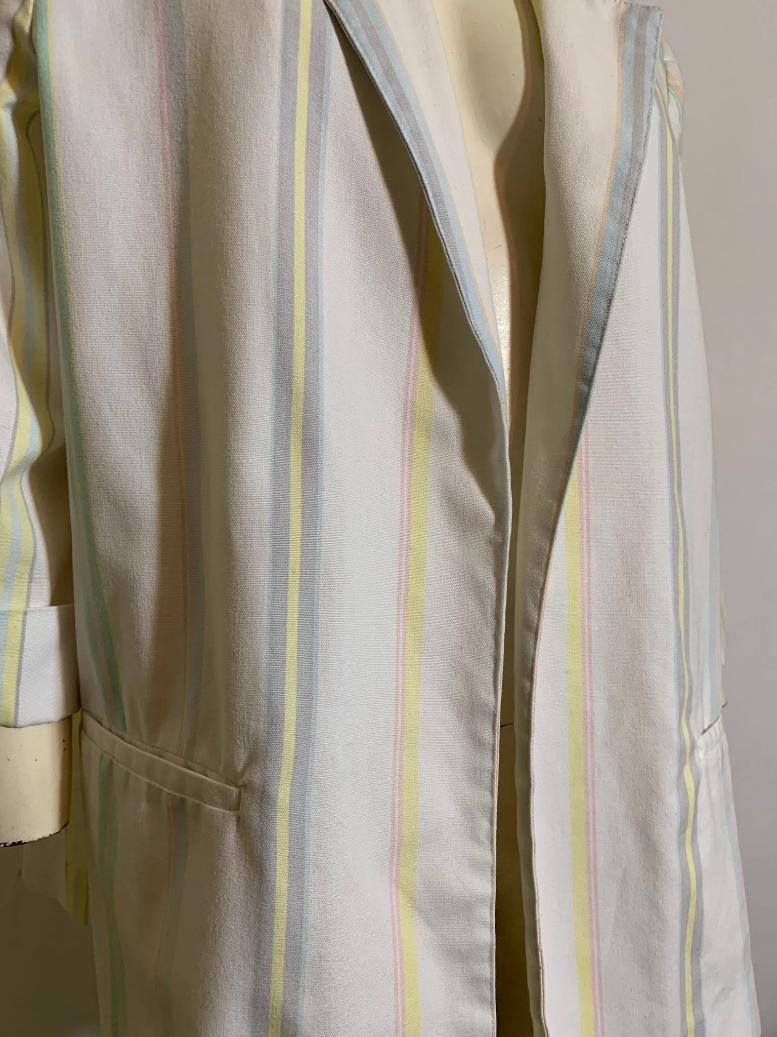 Pastel and White Striped Miami Vice Style Boxy Jacket circa 1980s