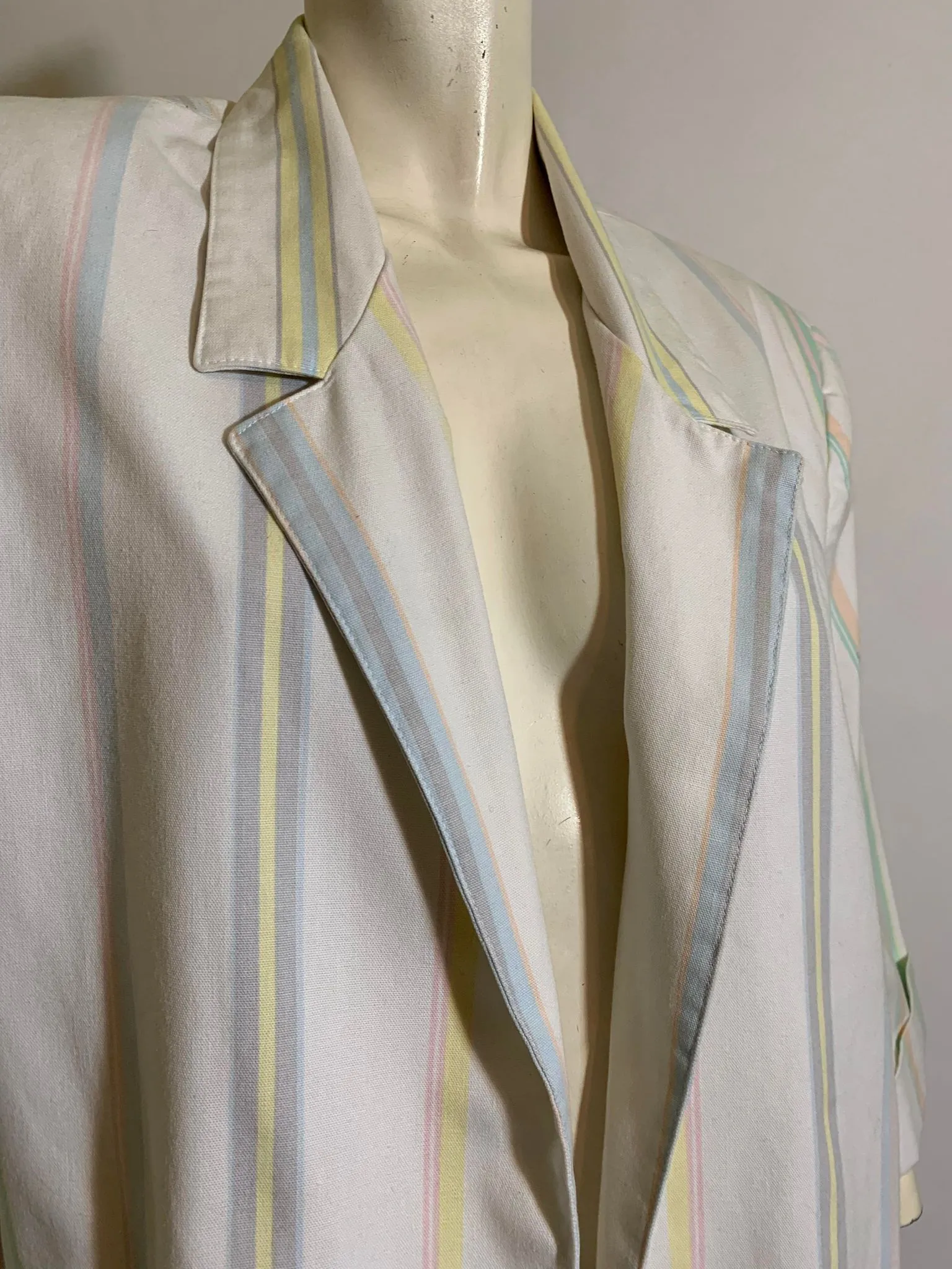 Pastel and White Striped Miami Vice Style Boxy Jacket circa 1980s