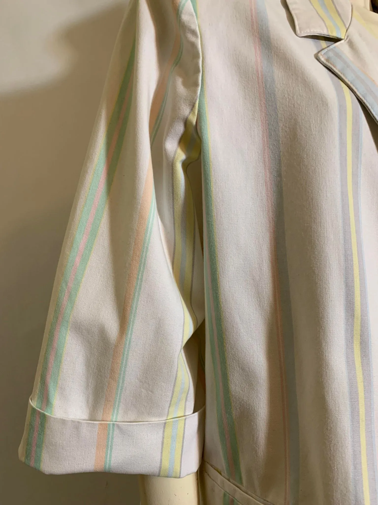 Pastel and White Striped Miami Vice Style Boxy Jacket circa 1980s