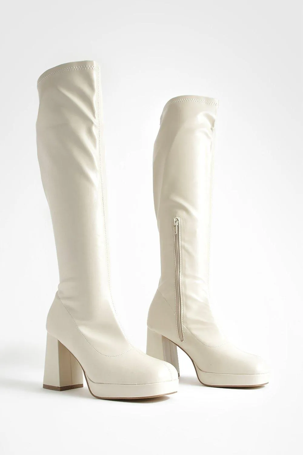 Platform Stretch Knee High Boots