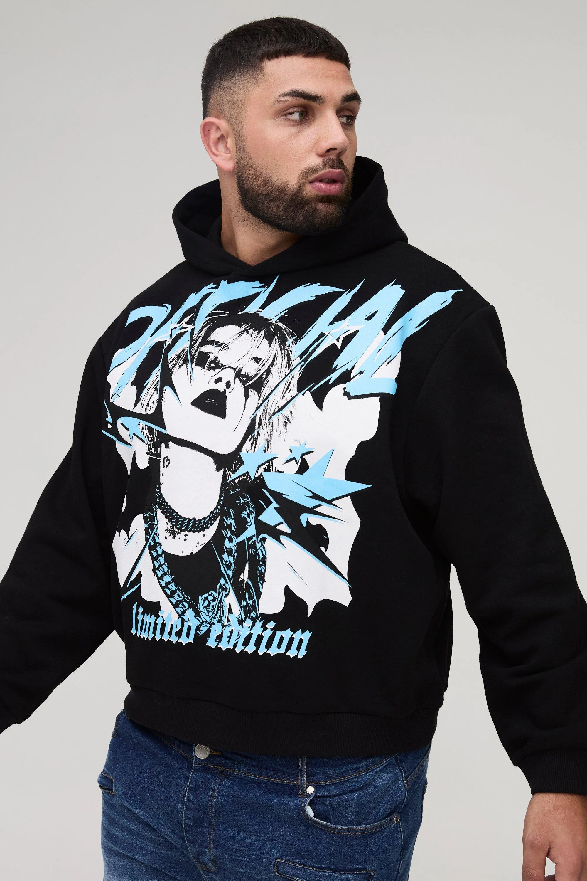 Plus Oversized Boxy Official Tour Large Scale Print Hoodie