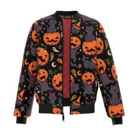 Pumpkin Field Cat Bomber Jacket