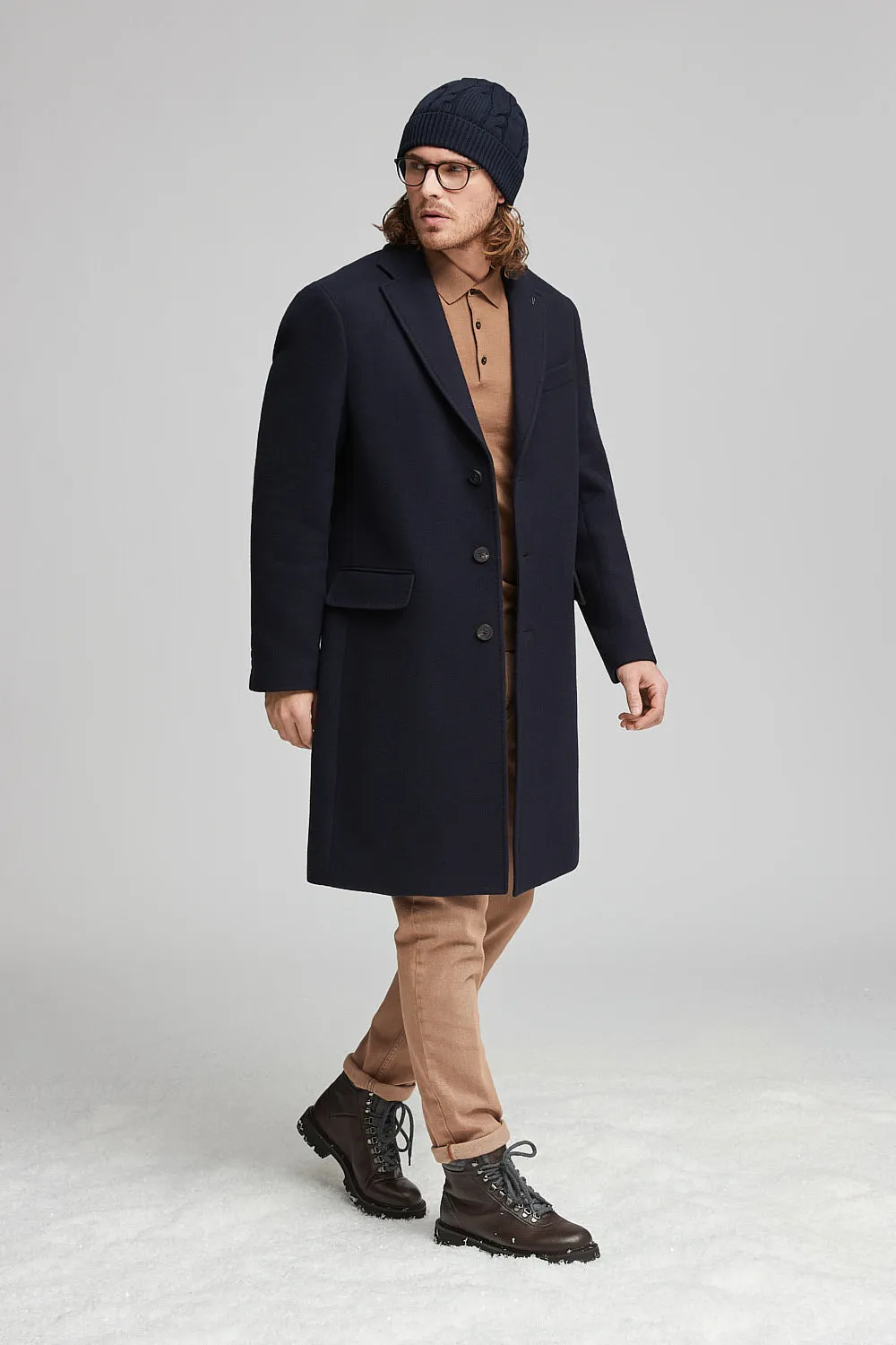 Pure wool single-breasted coat