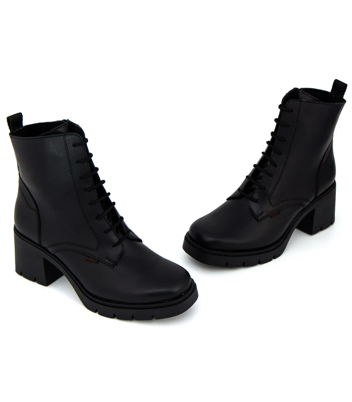 Ragazza Chunky Leather Boots - Black 0652