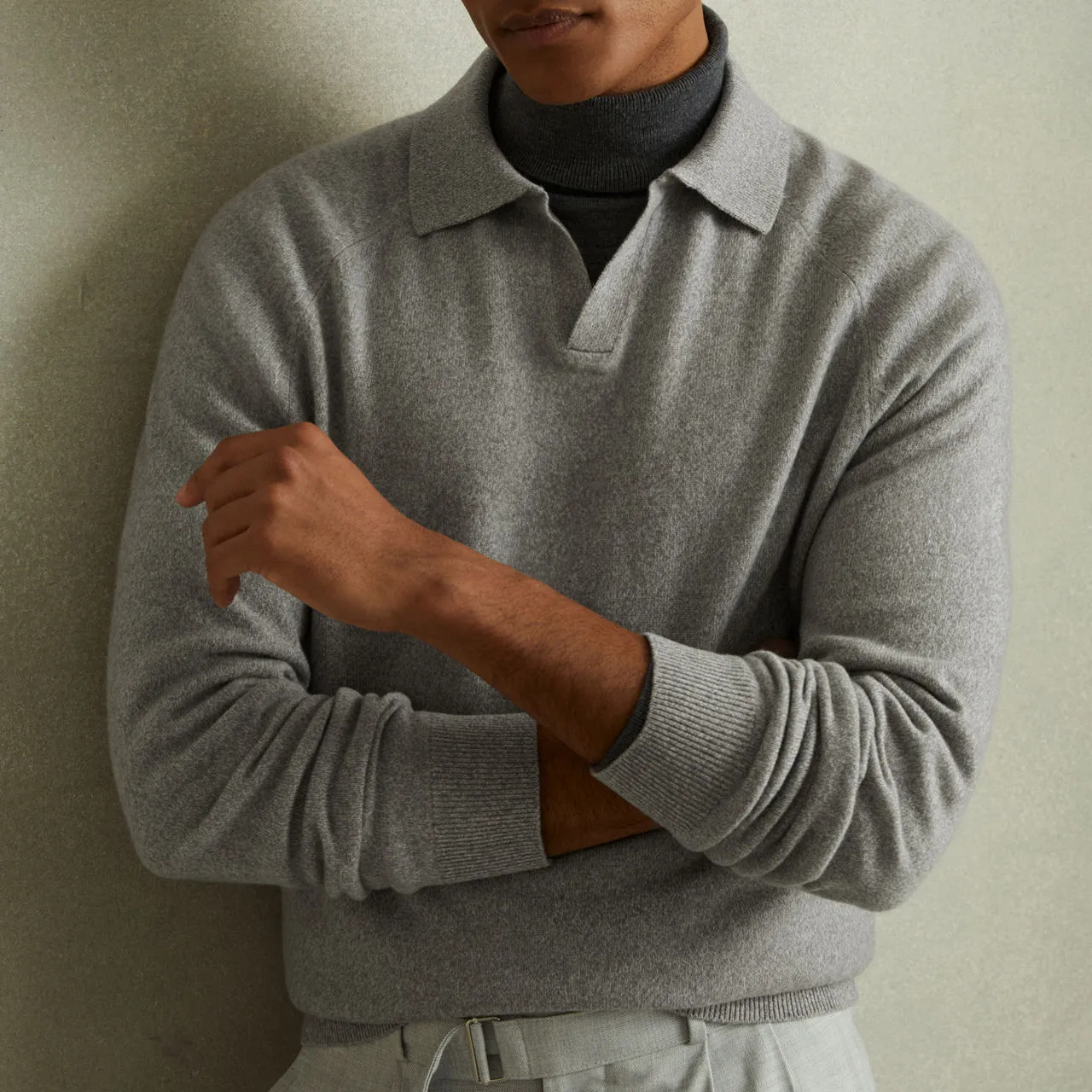 REISS Grange Collared Sweater - Grey