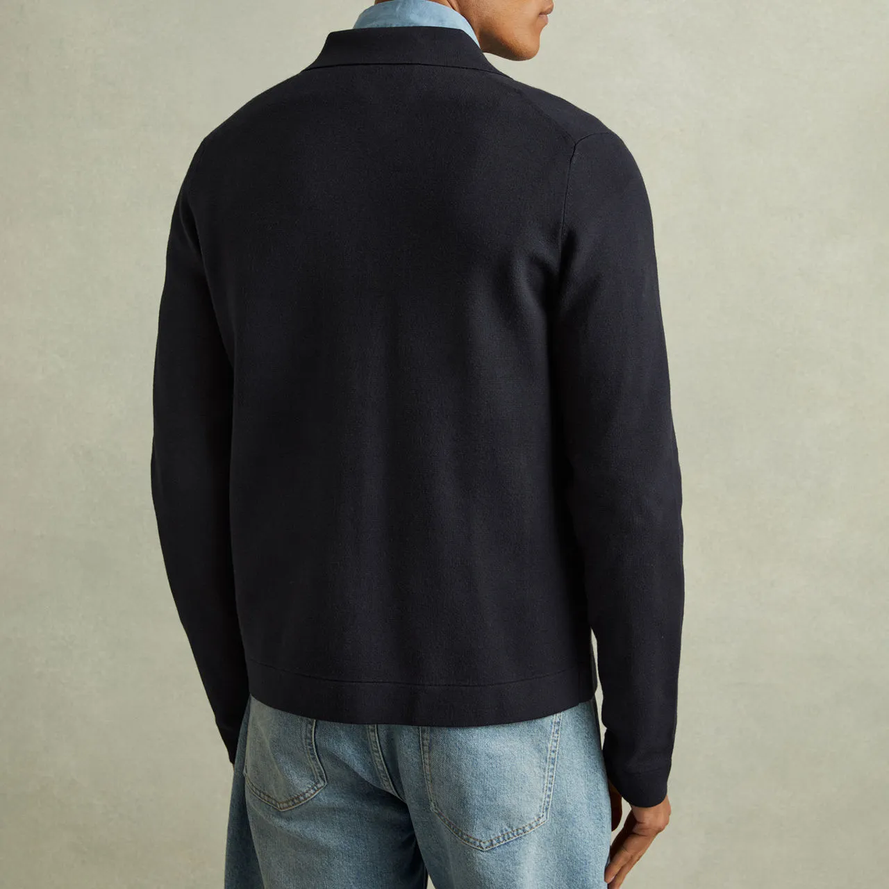 REISS Rivers Knit Zip-Through Sweater - Blue