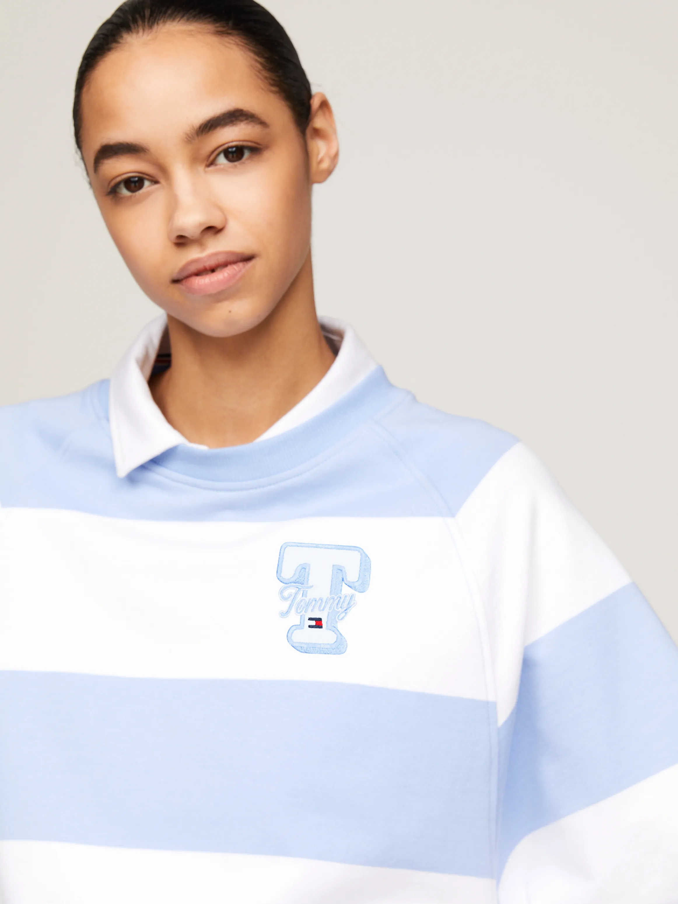 Relaxed Letterman Stripe Sweatshirt | Sweatshirts & Hoodies | Tommy Jeans