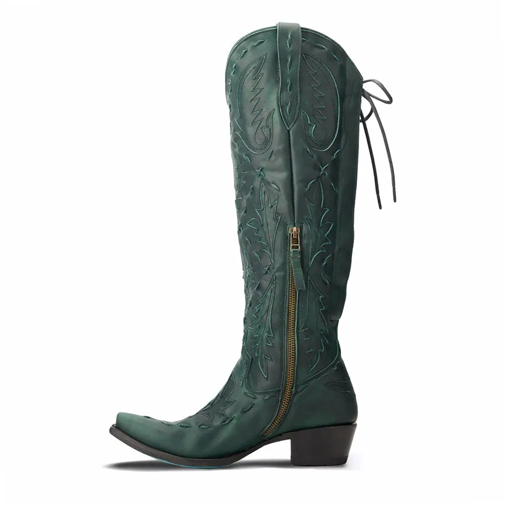 Reverie Overlay Corset Tooled-Inlay Snip Toe Cowboy Boots