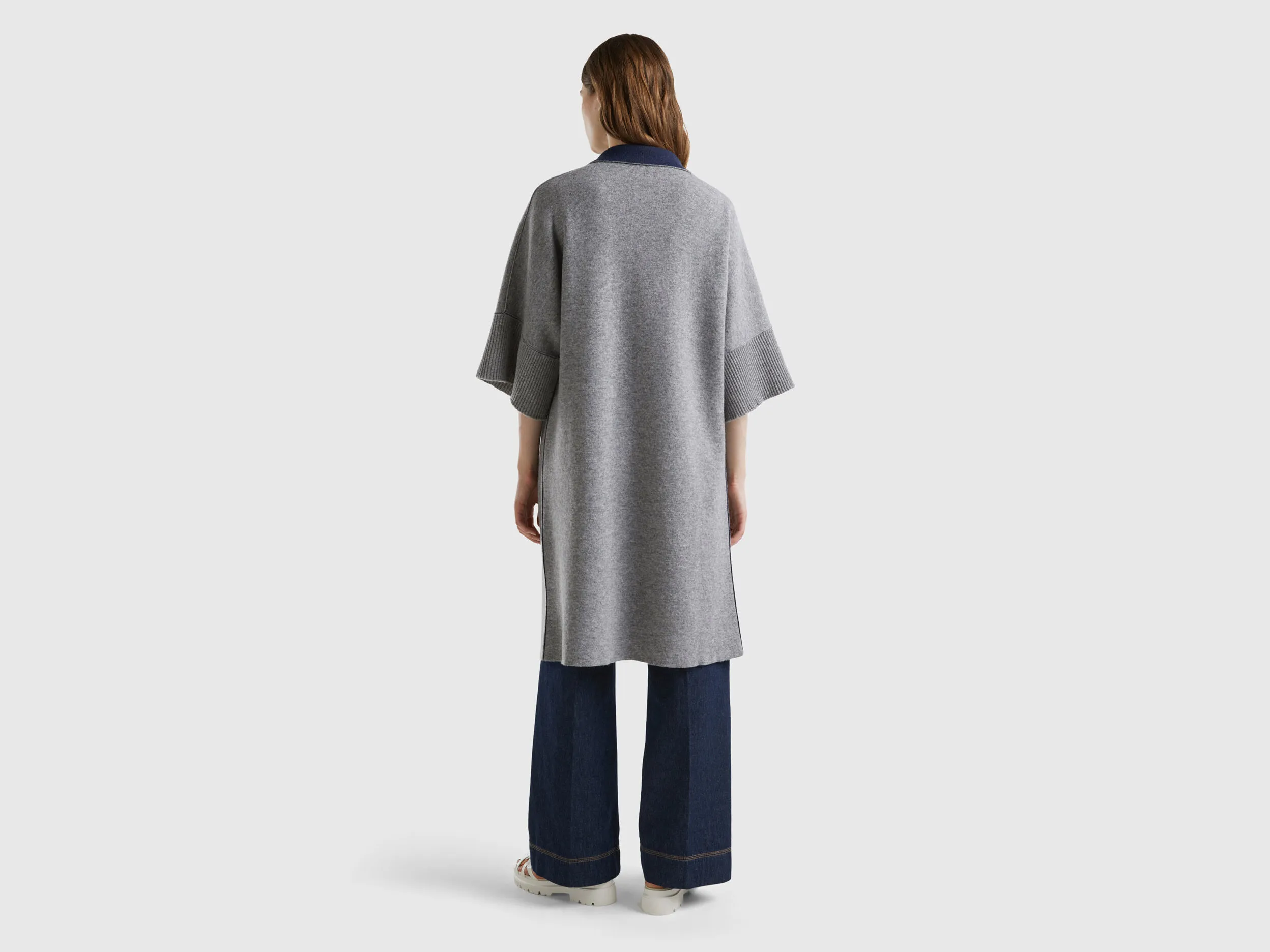 Reversible open coat - Light Gray | Benetton