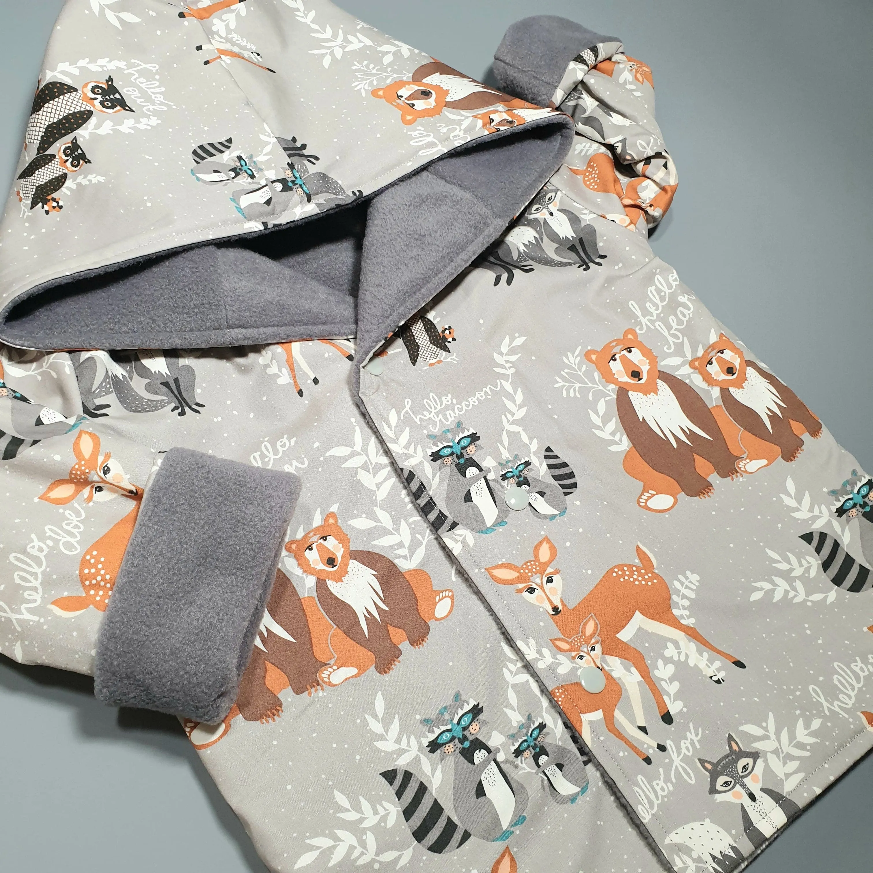 Reversible Toddler & Baby Jacket | Hello Bear & Grey