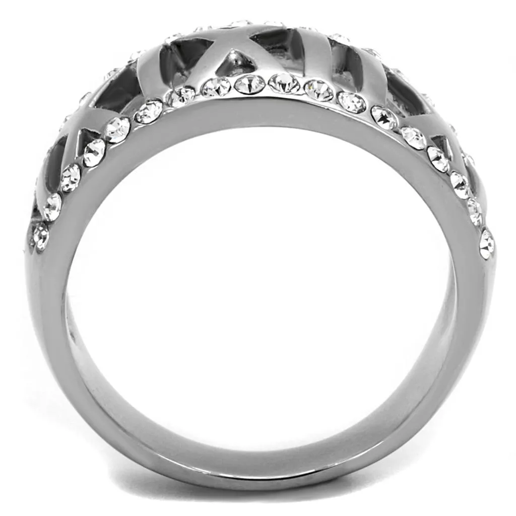 Roman Stainless Steel Crystal Ring