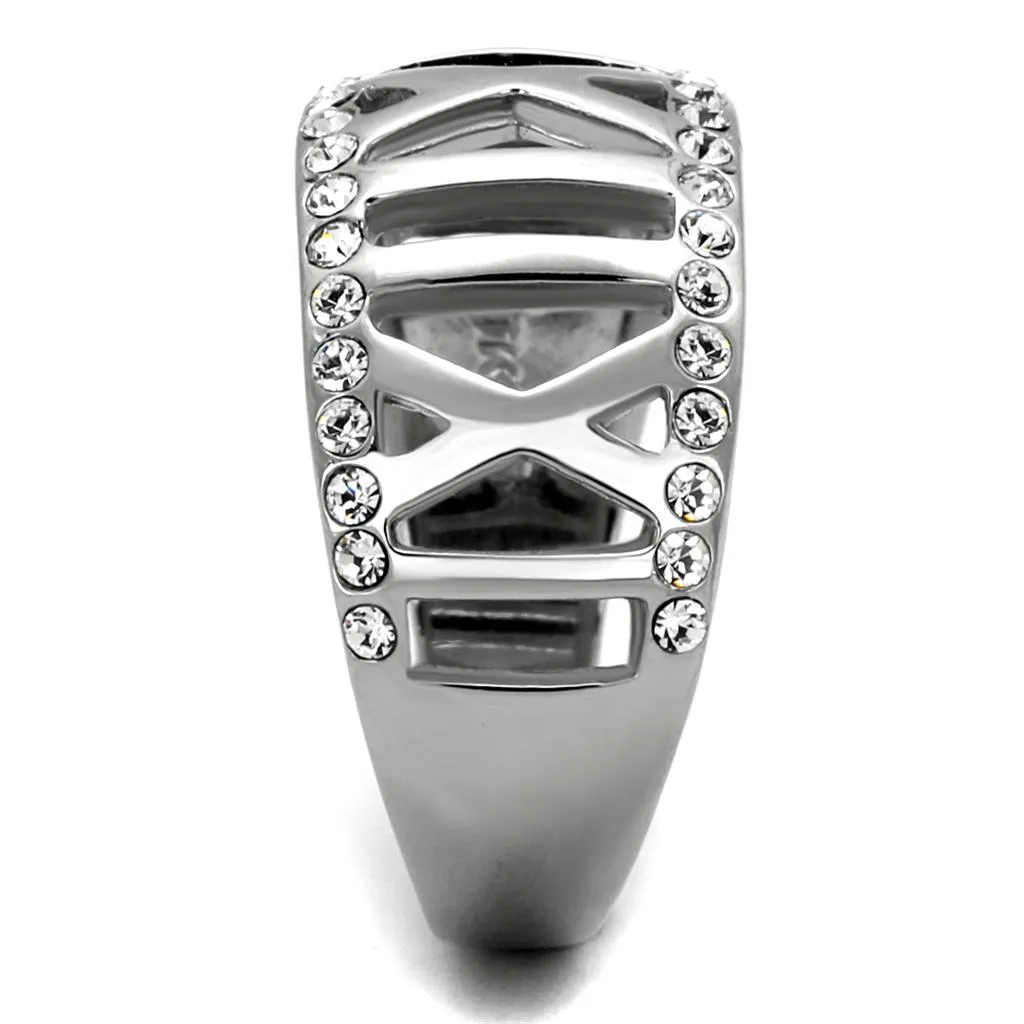 Roman Stainless Steel Crystal Ring