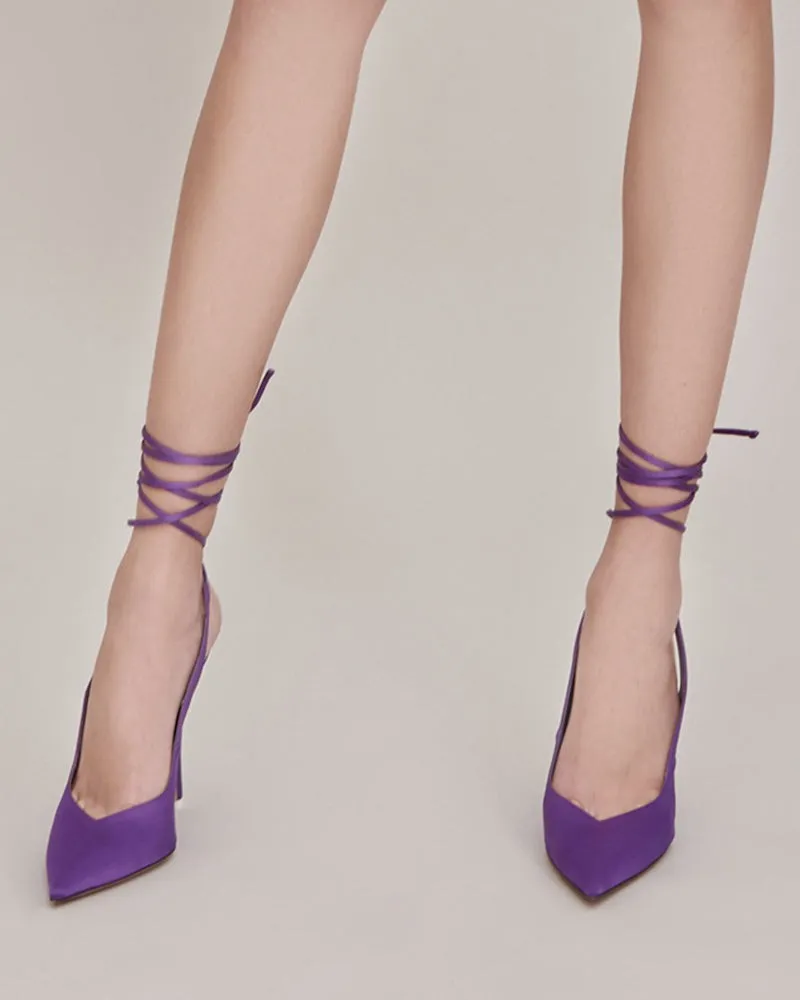 Satin Lace up Stiletto Heel  Dress Pumps