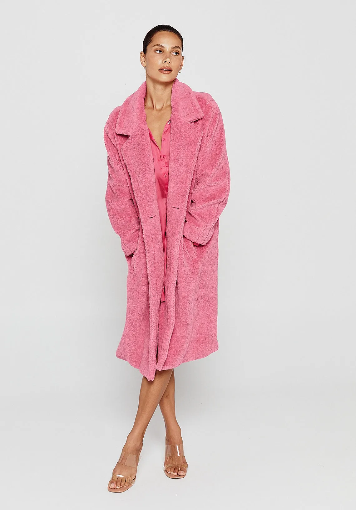 SELENA TEDDY COAT MAGENTA