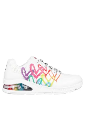 Skechers Goldcrown Clustered Graffiti Heart Print W Rainbow Air Bag Lace Up Fashion Sneaker