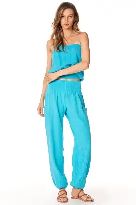 SMOCKED BEACH PANT WITH POCKETS