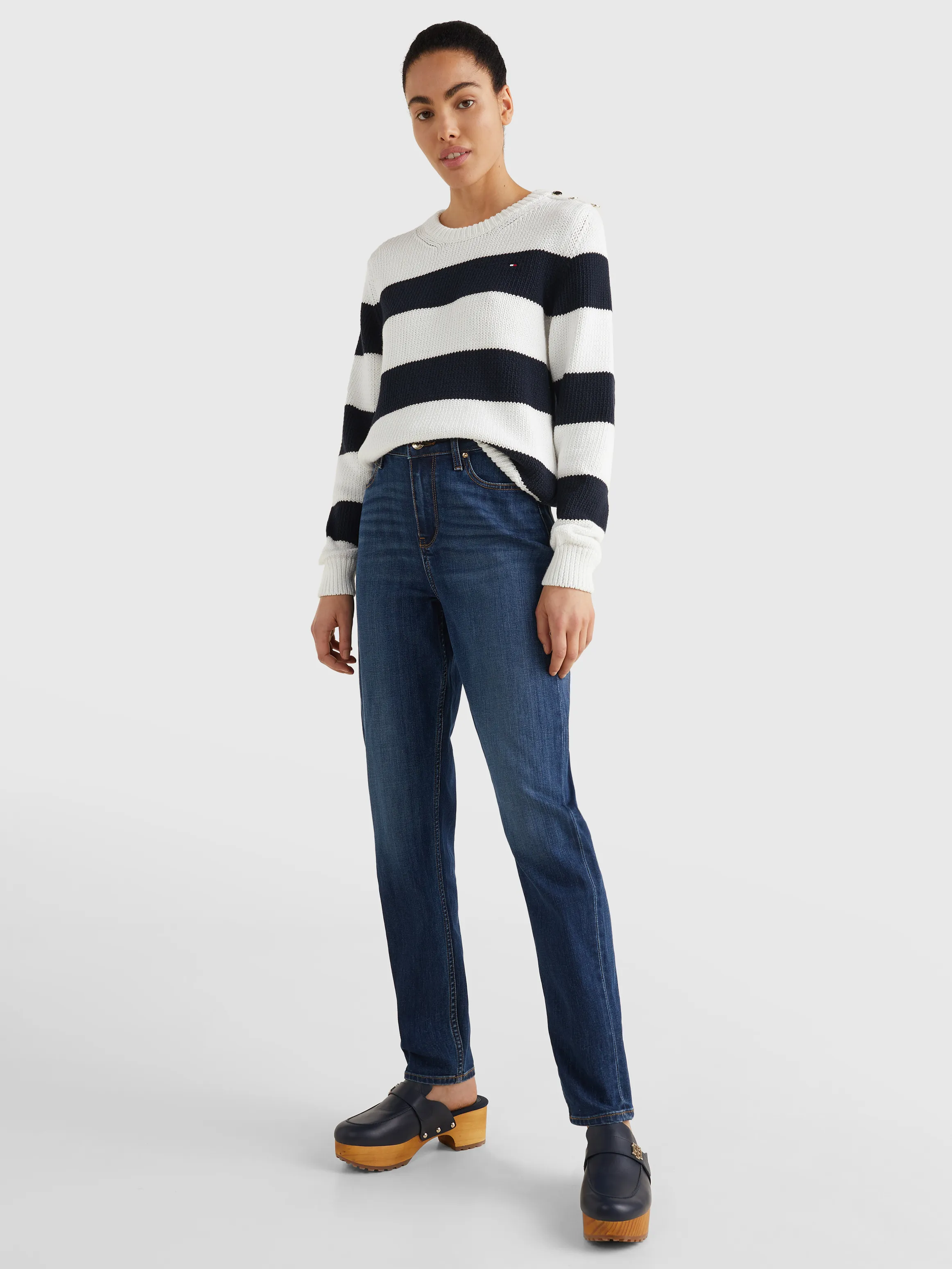 Stripe Button Closure Jumper | Sweatshirts & Hoodies | Tommy Hilfiger