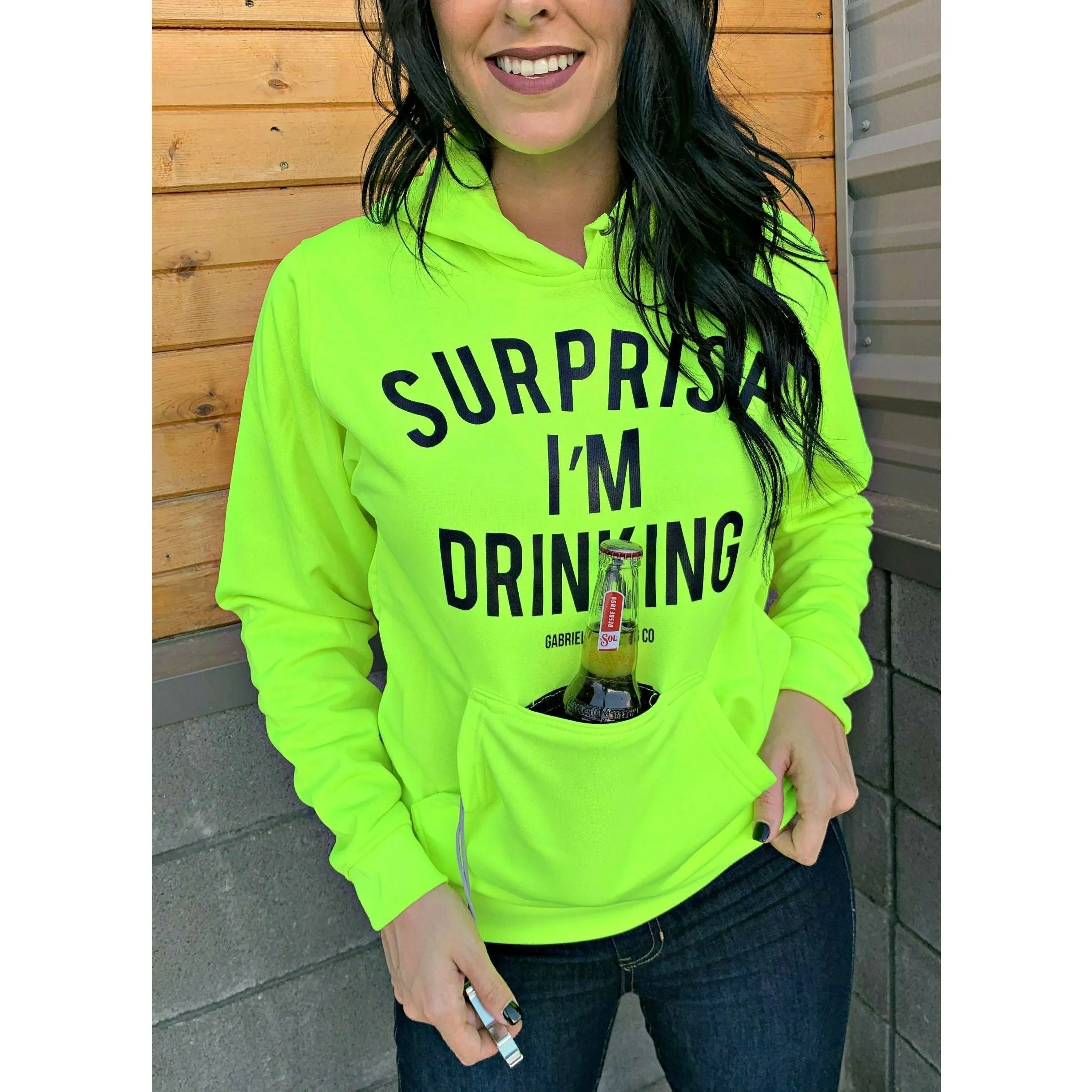 Surprise I'm Drinking ( with built in koozie & bottle opener) Hoodie