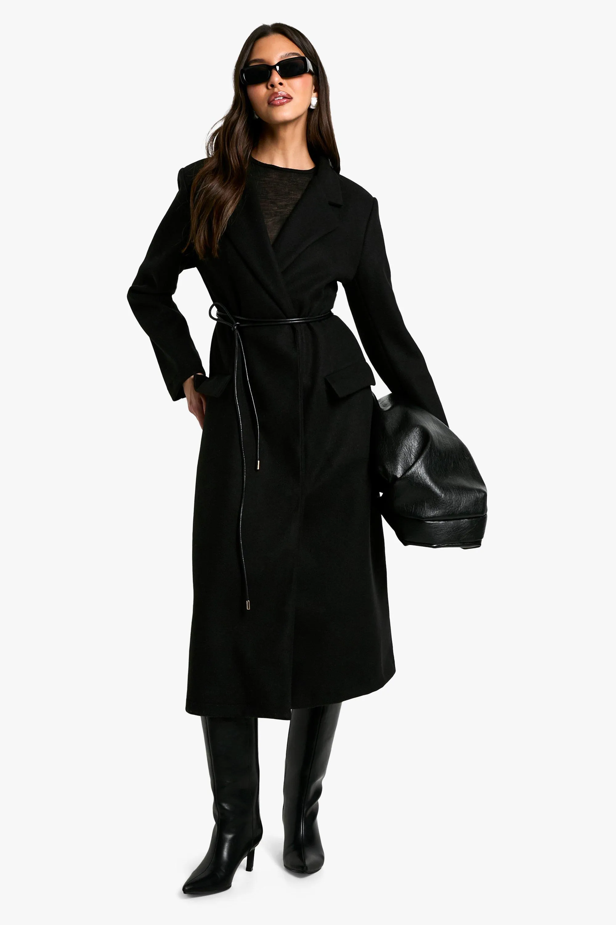 Synched Wool Look Maxi Coat