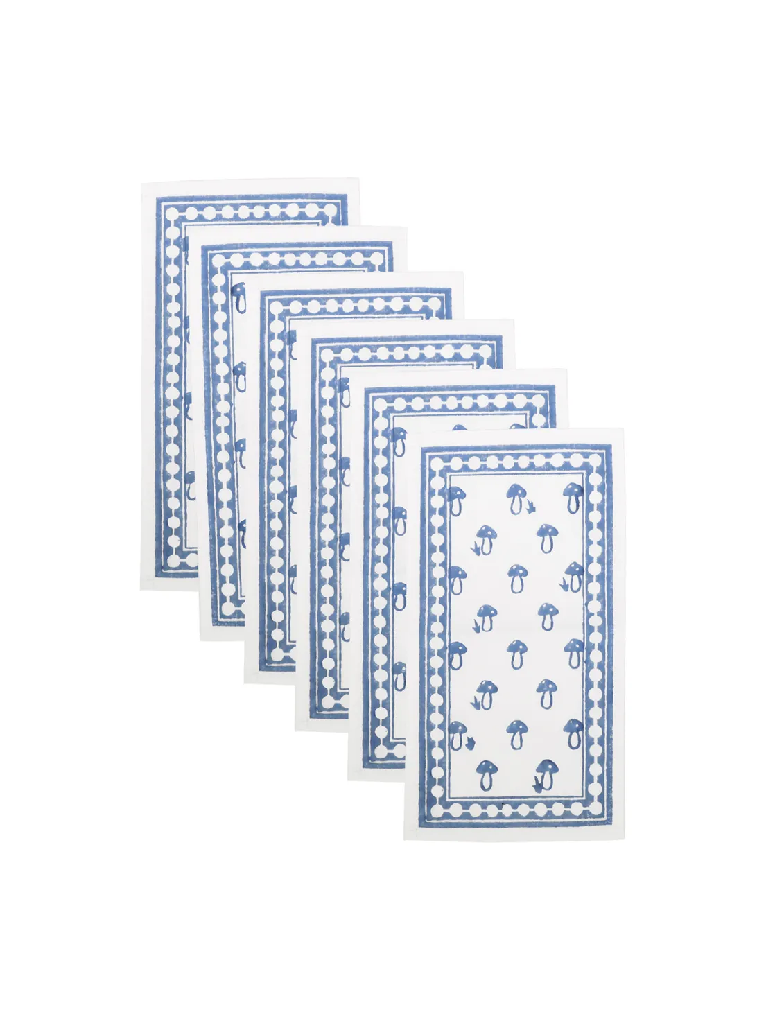 The Classic Block Print Cocktail Napkin, Set of 4 or 6 - Arctic Mushroom / Cotton