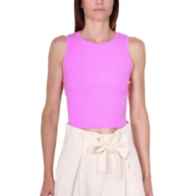 TOP CROPPED IN MAGLIA A COSTINE, ROSA