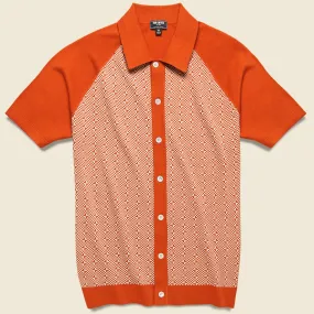 Trippy Button Down Sweater Polo - Orange