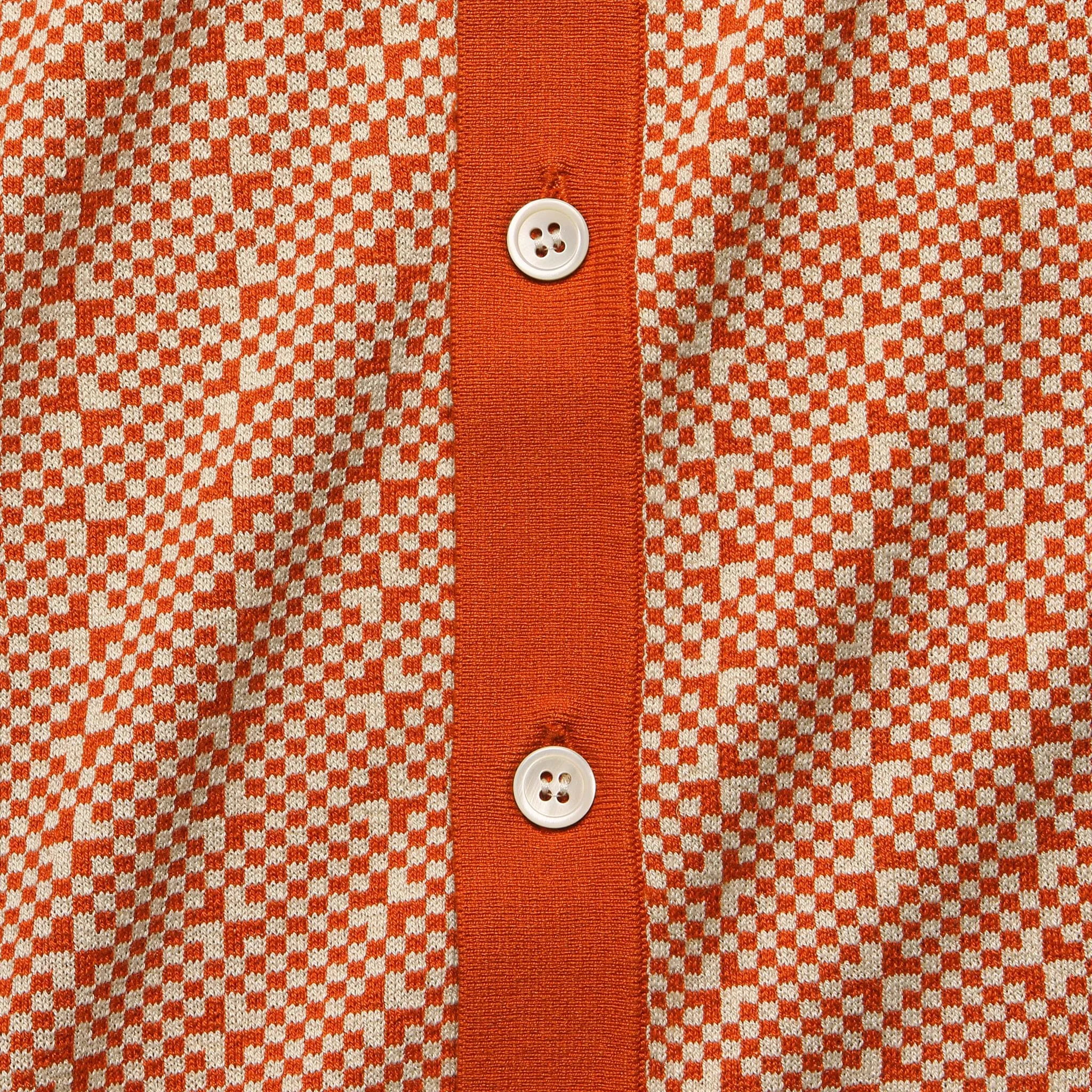 Trippy Button Down Sweater Polo - Orange