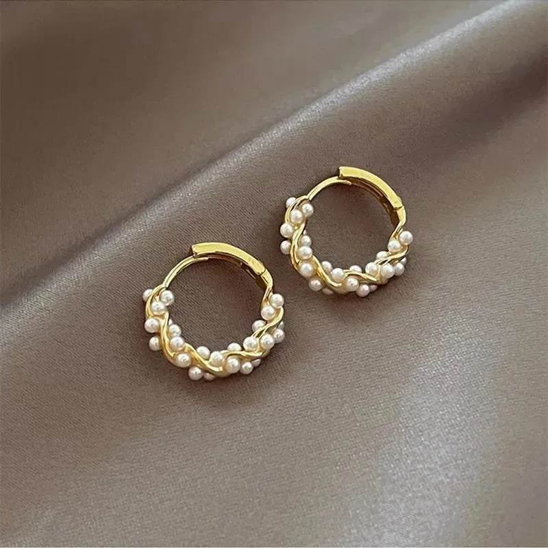 Twisted Pearl Hoop Earrings