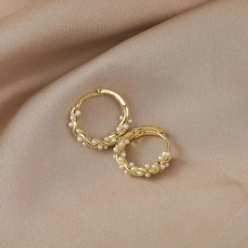 Twisted Pearl Hoop Earrings