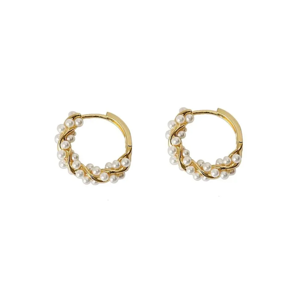 Twisted Pearl Hoop Earrings