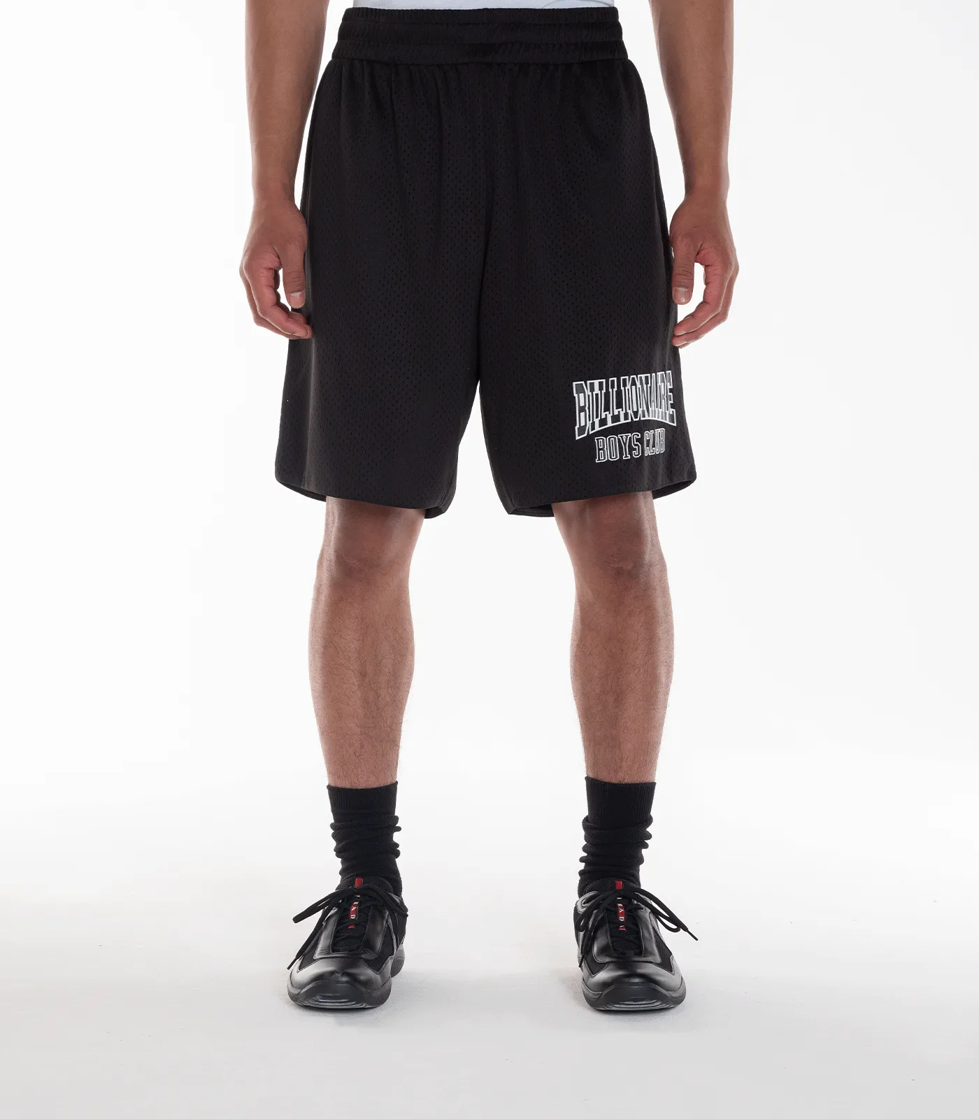 VARSITY LOGO MESH SHORTS - BLACK