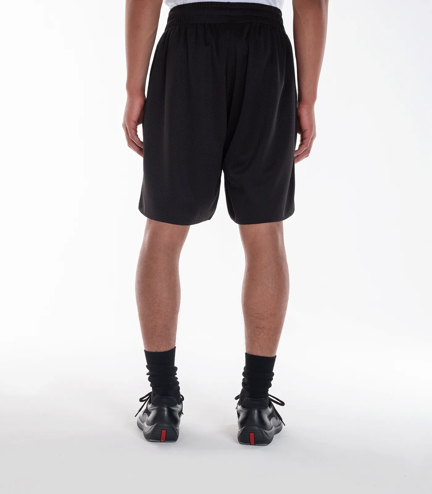 VARSITY LOGO MESH SHORTS - BLACK