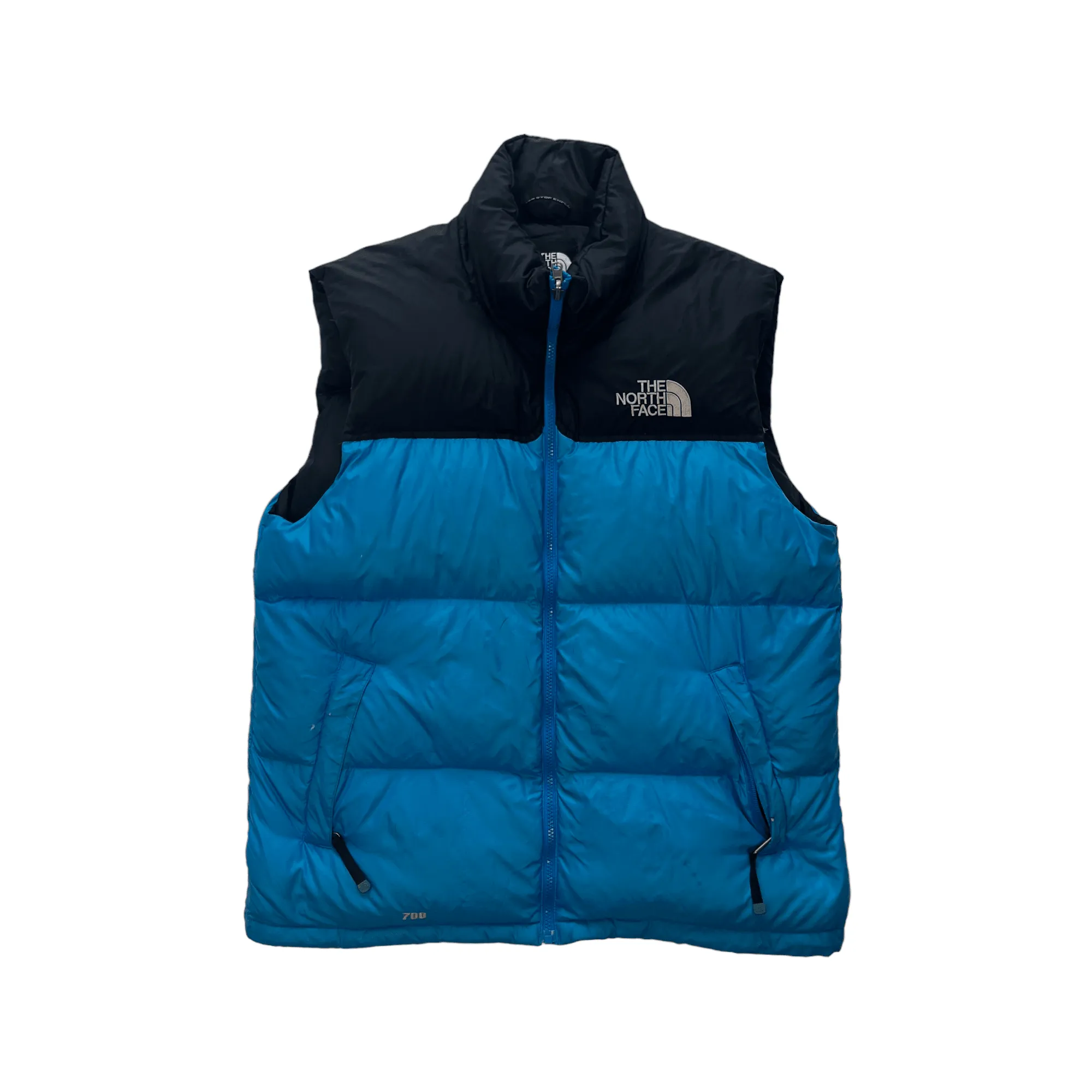 Vintage Blue + Black The North Face (TNF) Puffer Gilet - Extra Large