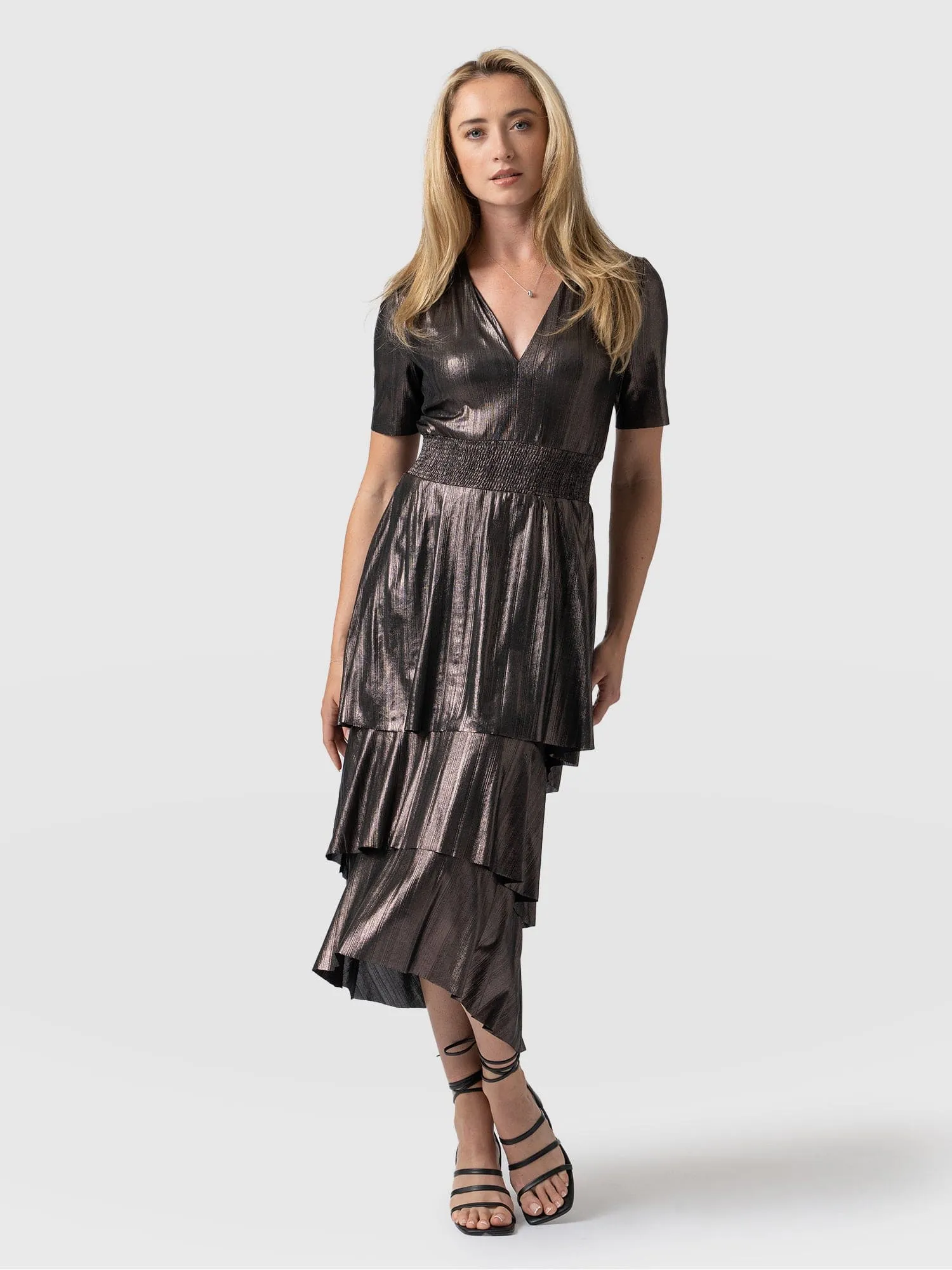 Whitney Tiered Dress - Gunmetal