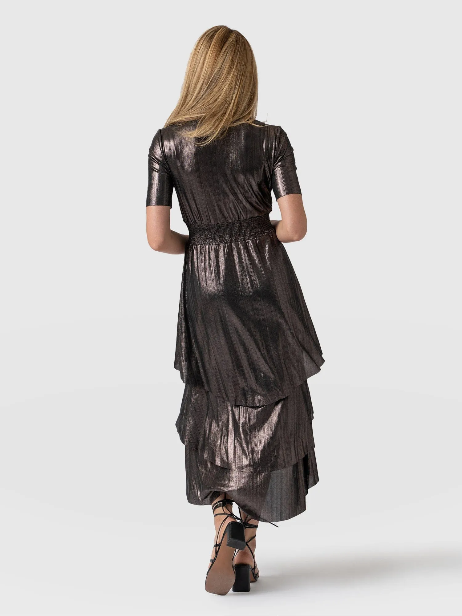 Whitney Tiered Dress - Gunmetal