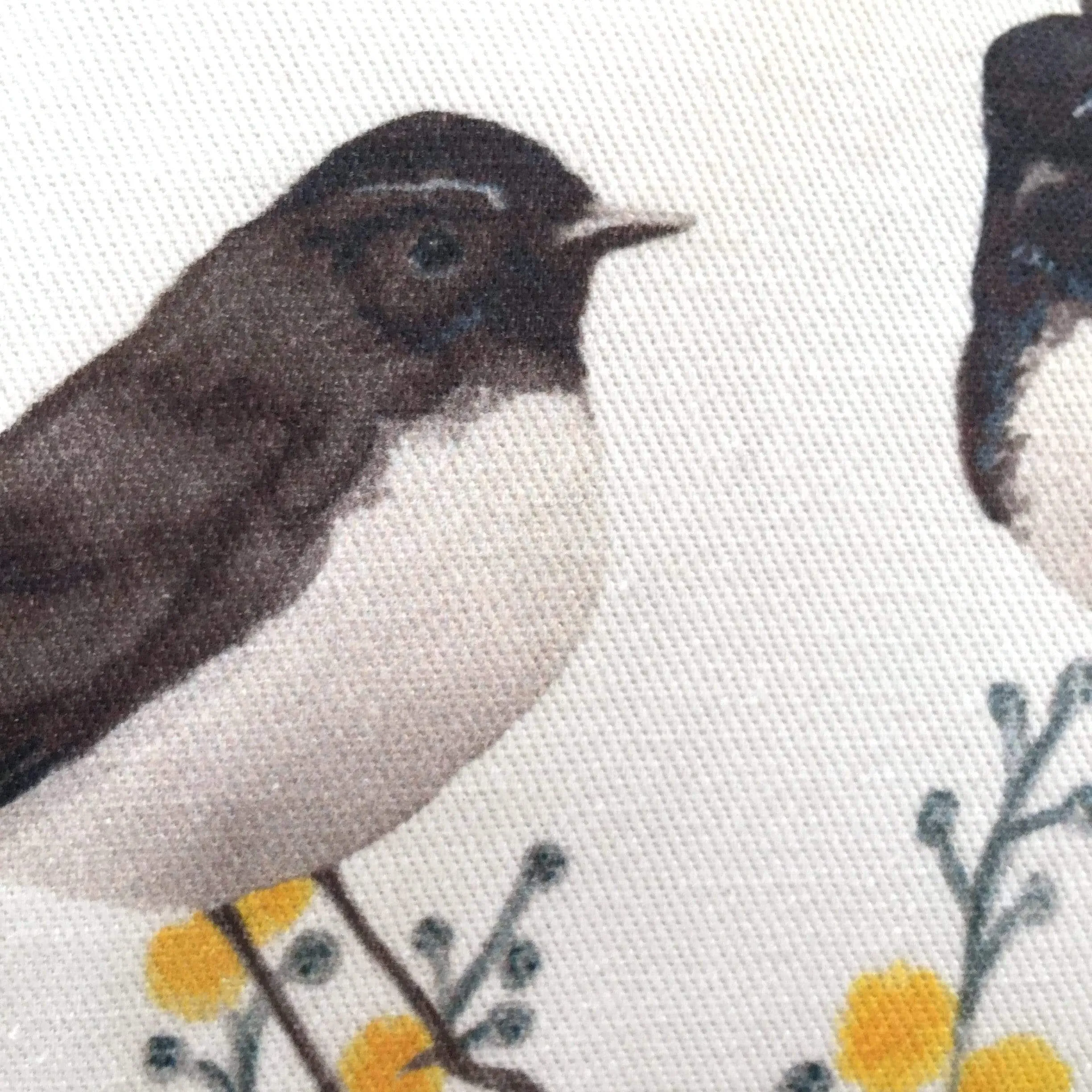 Willie Wagtail and Wattles Cushion Cover 5 birds Cotton Drill