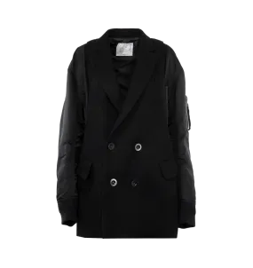 WOOL MELTON X NYLON TWILL QUILTED COAT (WOMENS)