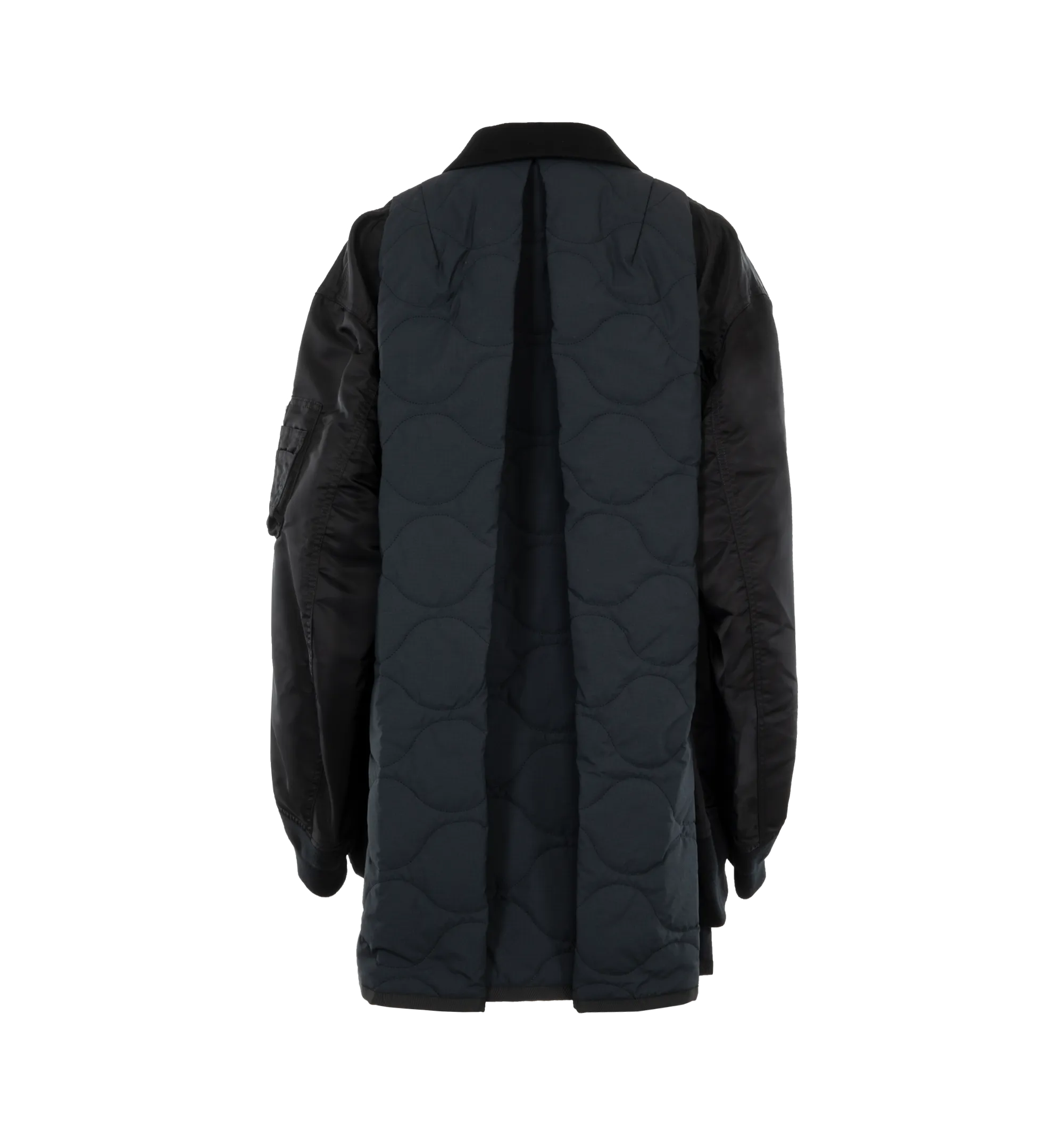 WOOL MELTON X NYLON TWILL QUILTED COAT (WOMENS)