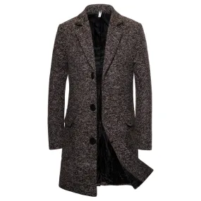 Woolen coat men's single-breasted men's woolen trench coat